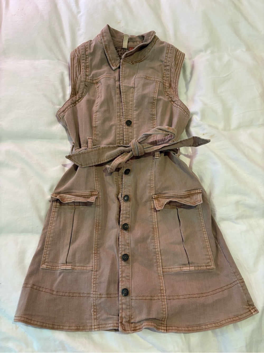 Anthropologie Sleeveless Button-Front Mini Dress in Dusty Mauve